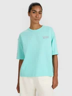 Koszulki i topy damskie - 4F T-shirt oversize z nadrukiem damski - turkusowy XS - miniaturka - grafika 1