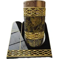 Lampiony i znicze - Znicz witraż akryl SZKA3 25 cm złoto-czarny Ilumini - miniaturka - grafika 1