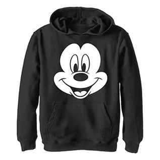 Bluzy dla chłopców - Disney Big Face Mickey chłopięca bluza z kapturem, Czarny, L - grafika 1