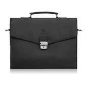 Teczki i aktówki - Męska skórzana aktówka czarna na dokumenty teczka na ramie z kluczykiem vintage Paolo Peruzzi T-146-HBL - miniaturka - grafika 1