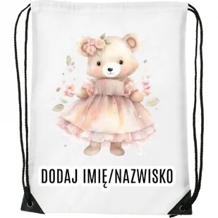 Worek na buty z imieniem do przedszkola szkoły żłobka MISIEK25 - Worki na buty - miniaturka - grafika 1