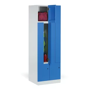 Szafka ubraniowa metalowa Z, 4 szafki, 1850 x 600 x 500 mm, zamek z czytnikiem kart RFID, drzwi laminowane, dąb naturalny - Szafki biurowe - miniaturka - grafika 1