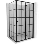 Kabiny prysznicowe - Mexen Mist-F T kabina prysznicowa składana prawa 75 x 80 cm, czarna kratka, czarna - 8A6T-075-080-70-77-P - miniaturka - grafika 1