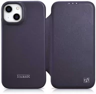 Etui i futerały do telefonów - iCarer CE Premium Leather Folio Case skórzane etui iPhone 14 z klapką magnetyczne MagSafe ciemnofioletowy (WMI14220713-DP) - miniaturka - grafika 1