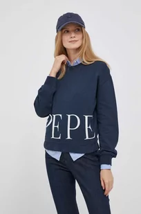 Pepe Jeans bluza bawełniana Victoria damska kolor granatowy z nadrukiem - Bluzy damskie - miniaturka - grafika 1