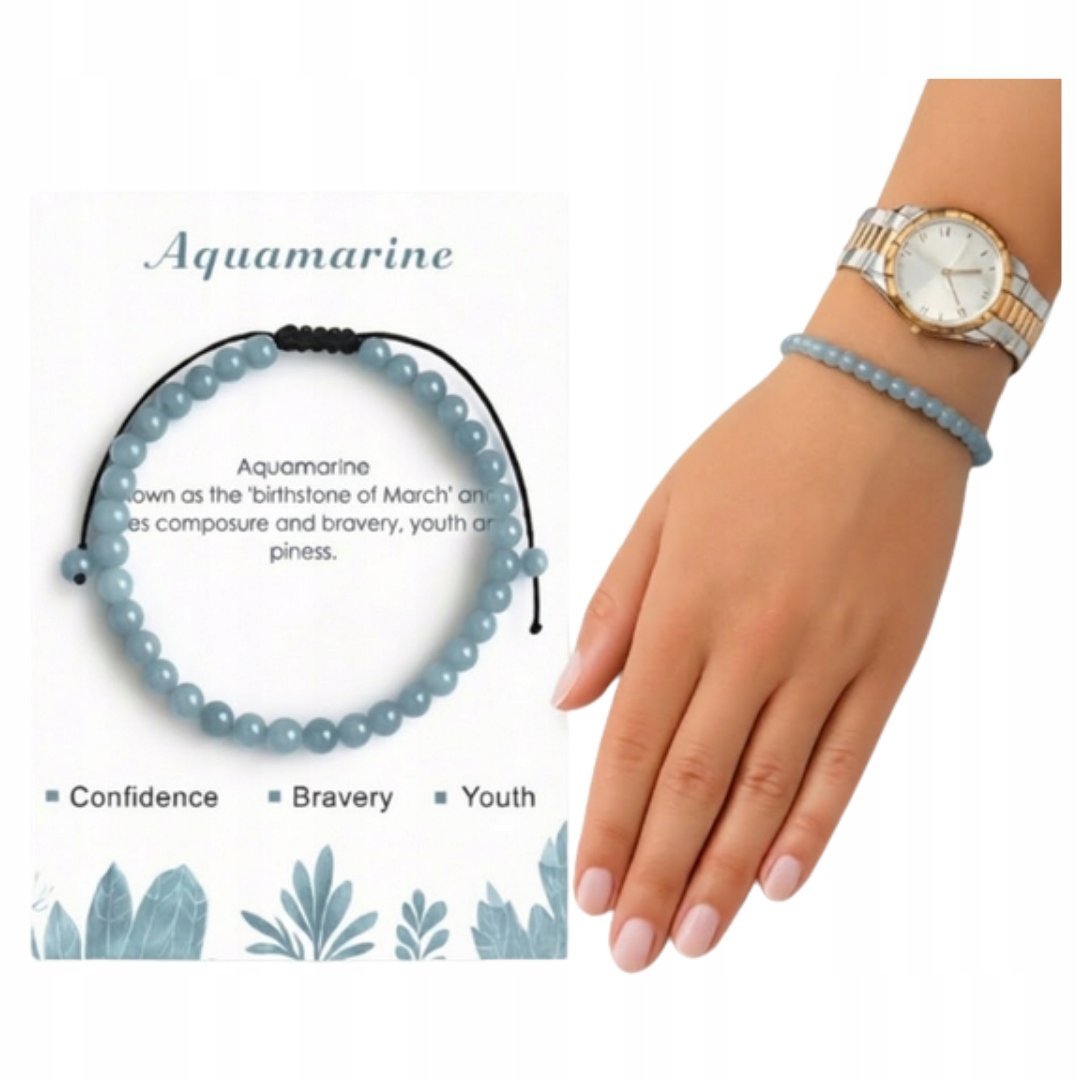 Bransoletka z Akwamarynu Naturalne Kamienie Drobne Koraliki