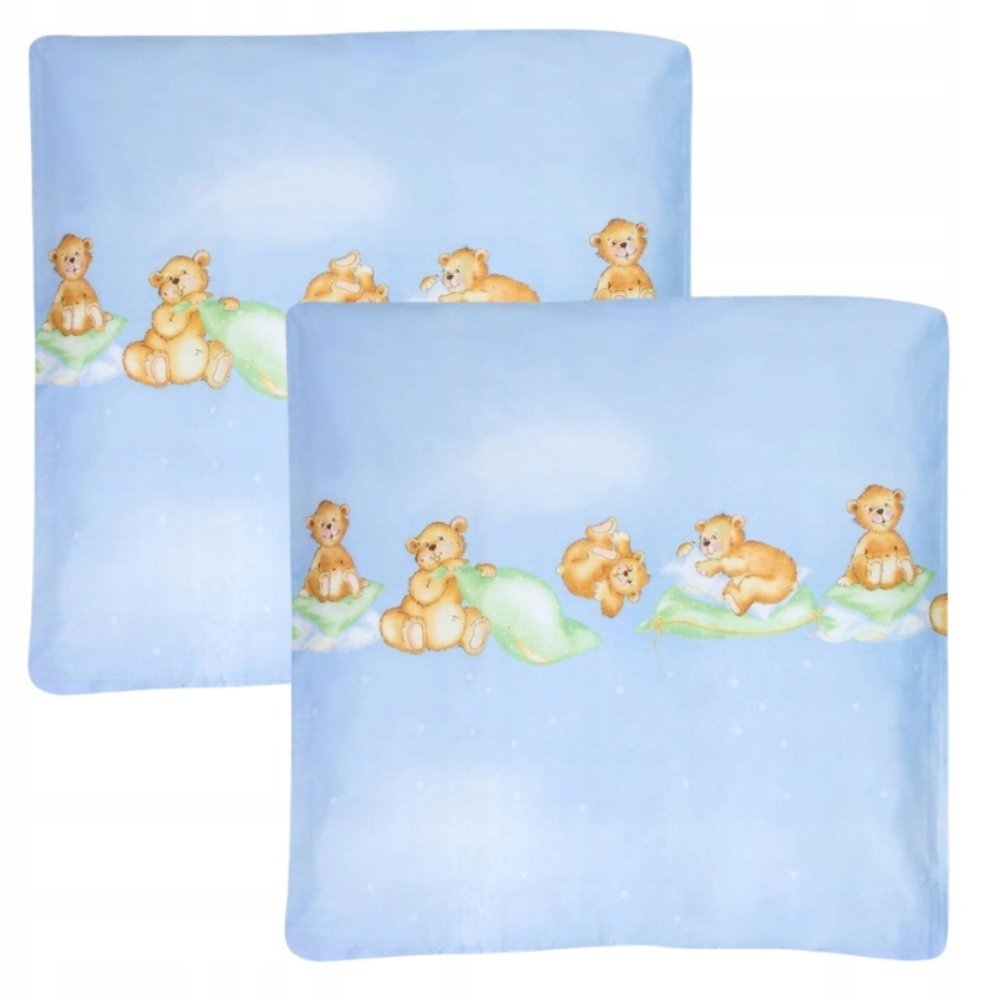 2x ALVI ZESTAW POŚCIELI DZIECIĘCEJ POSZWA 80 x 80 cm NIEBIESKA