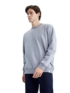 DeFacto Męski sweter z długim rękawem - okrągły dekolt bluza męska (niebieska, XXL), niebieski, XXL - Swetry męskie - miniaturka - grafika 1