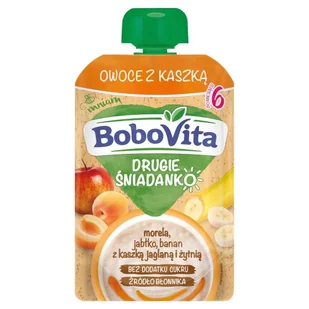 BoboVita Drugie Śniadanko Owoce z kaszką morela jabłko banan po 6 miesiącu 100 g - Przekąski dla dzieci - miniaturka - grafika 1