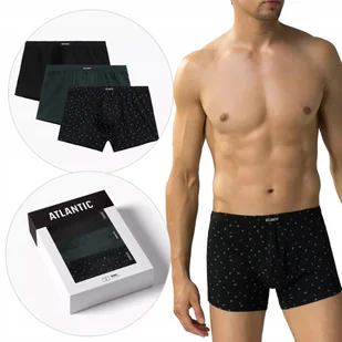 BOKSERKI MĘSKIE bawełniane 3pak 3MH-196-CZA/SZG/CZA wygodne Atlantic *L - Majtki męskie - miniaturka - grafika 1