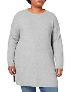 Bluzy damskie - Vero Moda Curve Damska bluza VmBrilliant Ls O-Neck Long Blou Ga Curve, jasnoszary melanżowy, S - grafika 1