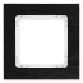 Klawisze i ramki - Karlik Ramka pojedyncza Deco metal - czarny szczotkowany, biały - miniaturka - grafika 1