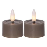 Świece - Zestaw 2x świeca LED woskowa tealight FLAMME FLOW brązowo-szara - miniaturka - grafika 1