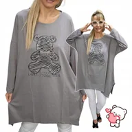Bluzki damskie - TUNIKA DAMSKA MISIU cyrkonie błyszcząca wygodna dłuższa bluza 50 52 5XL 6XL - miniaturka - grafika 1