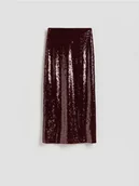 Spódnice - Reserved - Cekinowa spódnica maxi - bordowy - miniaturka - grafika 1