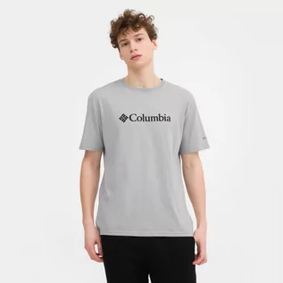 Koszulki sportowe męskie - Męski t-shirt z nadrukiem COLUMBIA CSC Basic Logo Tee - szary - grafika 1