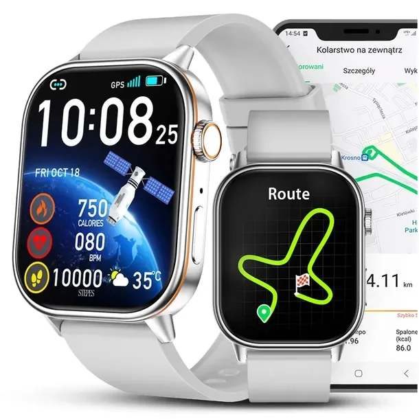 Smartwatch Damski Zegarek - GPS Sport Wodoodporny Rozmowy SMS - Menu PL