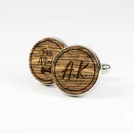 Spinki do mankietów i krawatów - Spinki do mankietów drewniane Pan Młody + jego Inicjały - miniaturka - grafika 1