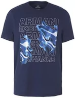 Koszulki męskie - Armani Exchange Męski T-Shirt Regular Fit Large Logo Graphic Tee, granatowy blezer, XL - miniaturka - grafika 1