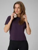 Koszulki i topy damskie - 4F T-shirt regular gładki damski - fioletowy XXL - miniaturka - grafika 1