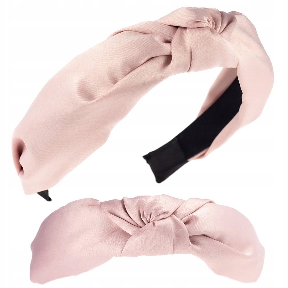 Opaska Do Włosów Satyna Węzeł Szeroka Turban Knot Jasny Róż
