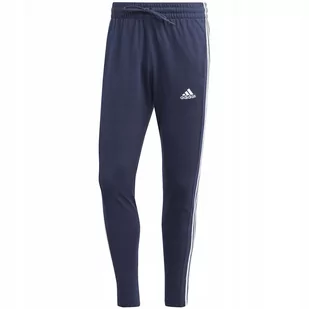 Spodnie męskie adidas Essentials Single Jersey Tapered Open Hem 3-Stripes g - Dresy męskie - miniaturka - grafika 1