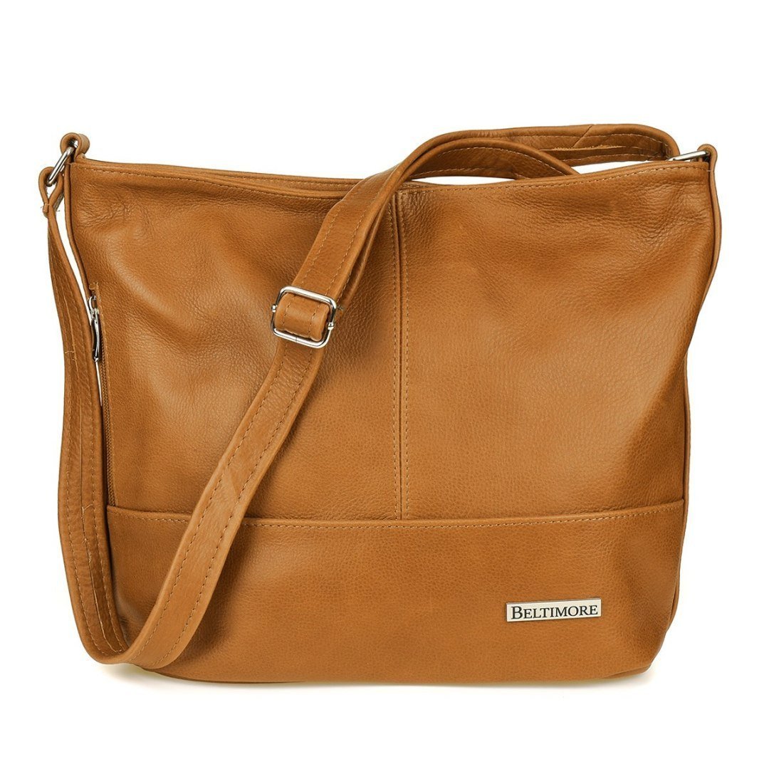 Beltimore skórzana listonoszka regulowany pasek camel G81 brązowy, beżowy