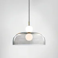 Lampy sufitowe - Perla - nowoczesna wisząca lampa LED szklany klosz 11W biały złot - miniaturka - grafika 1