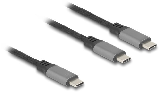 Kabel USB Delock USB-C™ Y-kabel 1 x wtyczka do 2 x wtyczka PD 3.0 100 W Inteligentny podział mocy 1,2 m