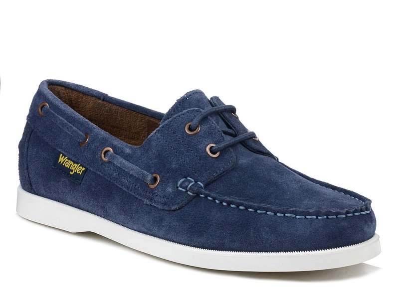 Mokasyny męskie granatowe skórzane zamszowe Wrangler Baltic Suede46-44