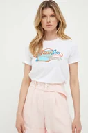 Koszulki sportowe damskie - Guess t-shirt bawełniany kolor biały - miniaturka - grafika 1