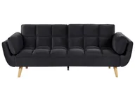Sofy i kanapy - Shumee Shumee Sofa rozkładana welurowa czarna ASBY 231630 - miniaturka - grafika 1