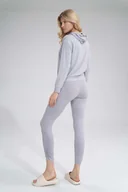 Spodnie sportowe damskie - Legginsy z Marszczoną Nogawką - Jasnoszare - miniaturka - grafika 1