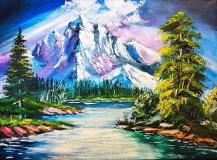 Diamentowa Mozaika Górski Staw 30x40 - Zabawki kreatywne - miniaturka - grafika 1