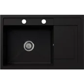 Zlewozmywaki - EOS Zlewozmywak granitowy czarny brokat srebrny z ociekaczem VIERO - miniaturka - grafika 1