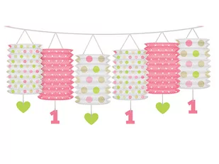 Party Deco Girlanda lampiony różowe na roczek 3,6 m LG1 - Baby shower i roczek - miniaturka - grafika 1