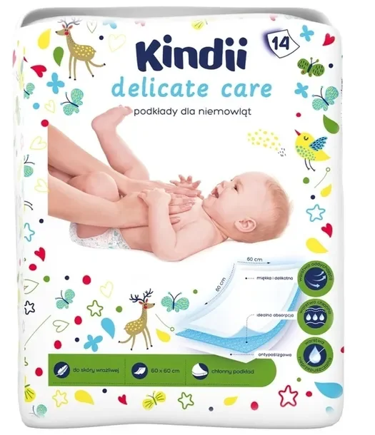 Kindii podkłady jednorazowe dla niemowląt Delicate Care, 14 szt 60 x 60 cm