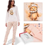 Piżamy damskie - CORNETTE Pi��ama Damska SWEET BEAR 671/377 Bawe��niana Be��owa Rozmiar XL - miniaturka - grafika 1