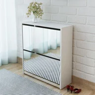 Szafki na buty - vidaXL Szafka na buty z 2 półkami lustrem biała 63x17x67 cm - miniaturka - grafika 1
