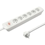 Listwy zasilające - QOLTEC Listwa zasilająca 6 gniazd 1.8m Biała 50278 - miniaturka - grafika 1