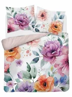 Pościel - Pościel mikrowłókno 3D 200x220 5309a kolorowe kwiaty - miniaturka - grafika 1