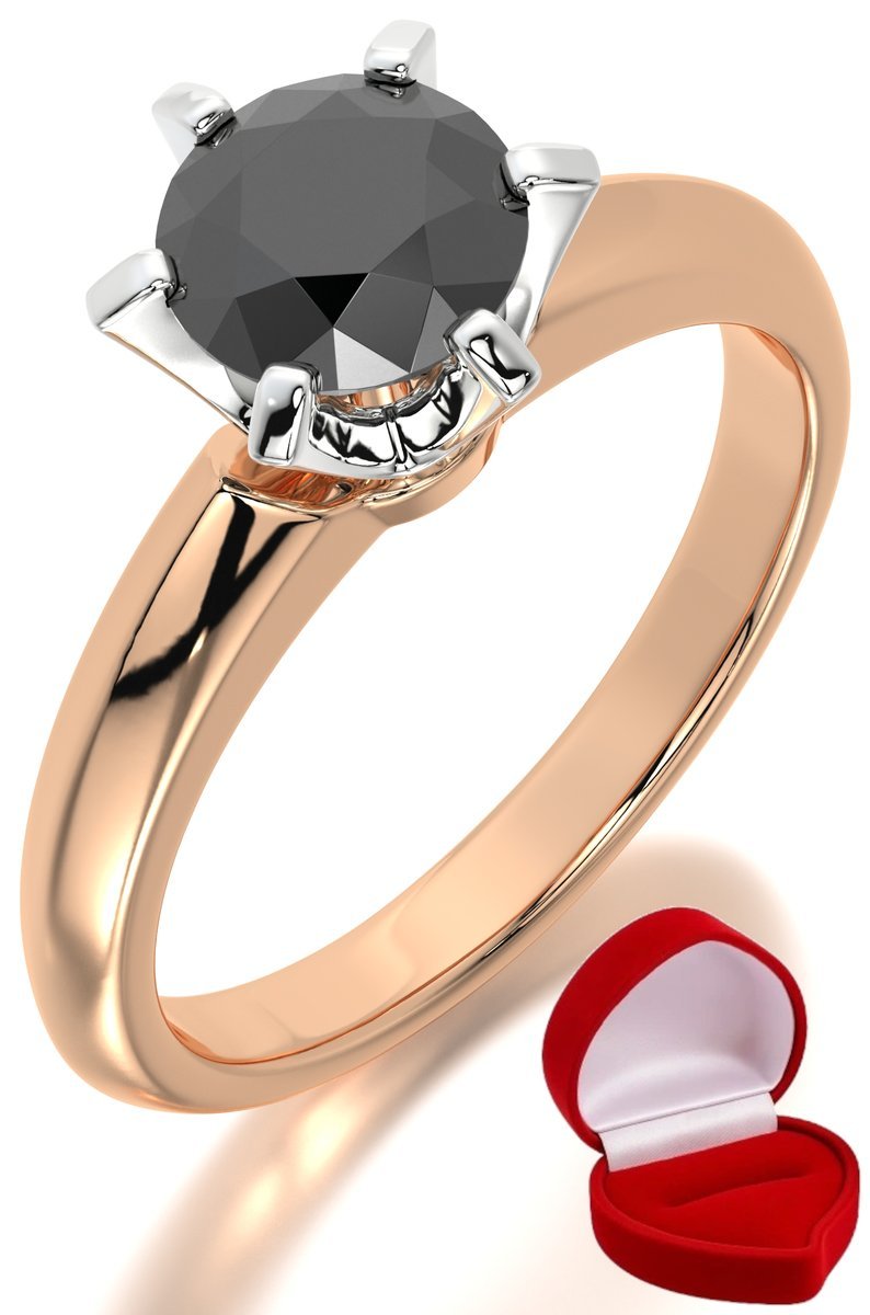 ZŁOTY PIERŚCIONEK ZARĘCZYNOWY 585 14k BRYLANT CZ. 1 ct RÓŻOWE ZŁOTO R20