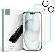 Szkła hartowane na telefon - Tech-Protect Zestaw Tech-Protect Supreme Set na iPhone 15 2x szkło hartowane na wyświetlacz / szkło hartowane na aparat - miniaturka - grafika 1