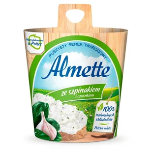 Almette Puszysty serek twarogowy ze szpinakiem i czosnkiem 150 g - Sery - miniaturka - grafika 1