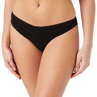 Majtki damskie - FM London (5-pak) Spodnie bikini dla kobiet, wygodne stringi bikini idealne jako stroje kąpielowe damskie, bogata bawełna, miękkie, atrakcyjne wzornictwo, Black, 42 - grafika 1