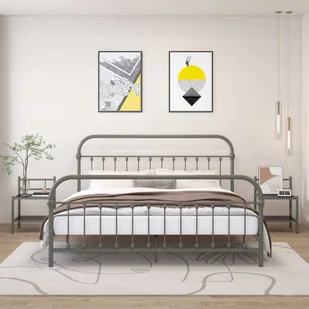 vidaXL Szafki nocne 2 szt. Szary i czarny metal i szkło - Stolik nocny - Stoliki nocne - Szafka nocna - Szafki nocne - Szafki nocne - miniaturka - grafika 1