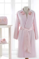 Szlafroki damskie - Damski bambusowy szlafrok ROSE + kapcie Różowy S - miniaturka - grafika 1