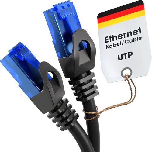 KabelDirekt – przewód krosowy Ethernet, sieciowy, LAN 10m (umożliwia transmisję danych z szybkością gigabitową, kompatybilny z gigabitowymi sieciami, ruterami z gniazdem RJ45, niebieski)
