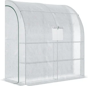 Outsunny Szklarnia foliowa Szklarnia z 2 drzwiami Uprawa roślin Ochrona UV Stal PE Biały 200 x 100 x 213 cm - Szklarnie ogrodowe - miniaturka - grafika 1