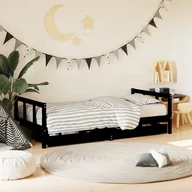 Łóżeczka i kojce - vidaXL Rama łóżka dziecięcego z szufladami, czarna, 90x190 cm, sosna - miniaturka - grafika 1